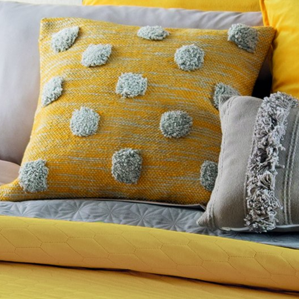 Woven Yellow and gray modern pillow cover