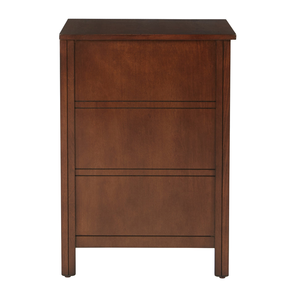 avery chalkboard 3 drawer chalkboard side table in chestnut finish side view