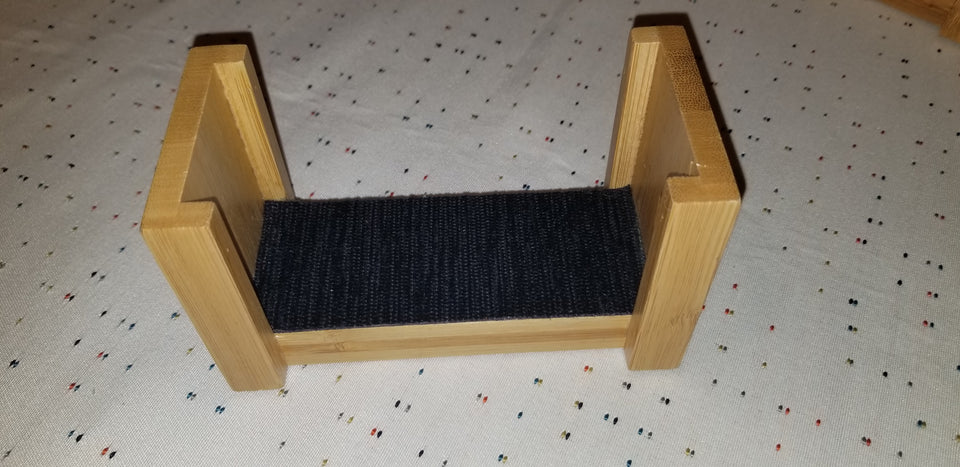 Bamboo coaster holder with navy blue felt