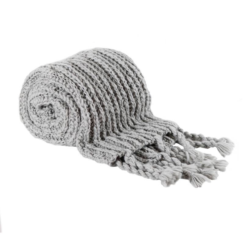 cozy home decor gray knitted throw blanket