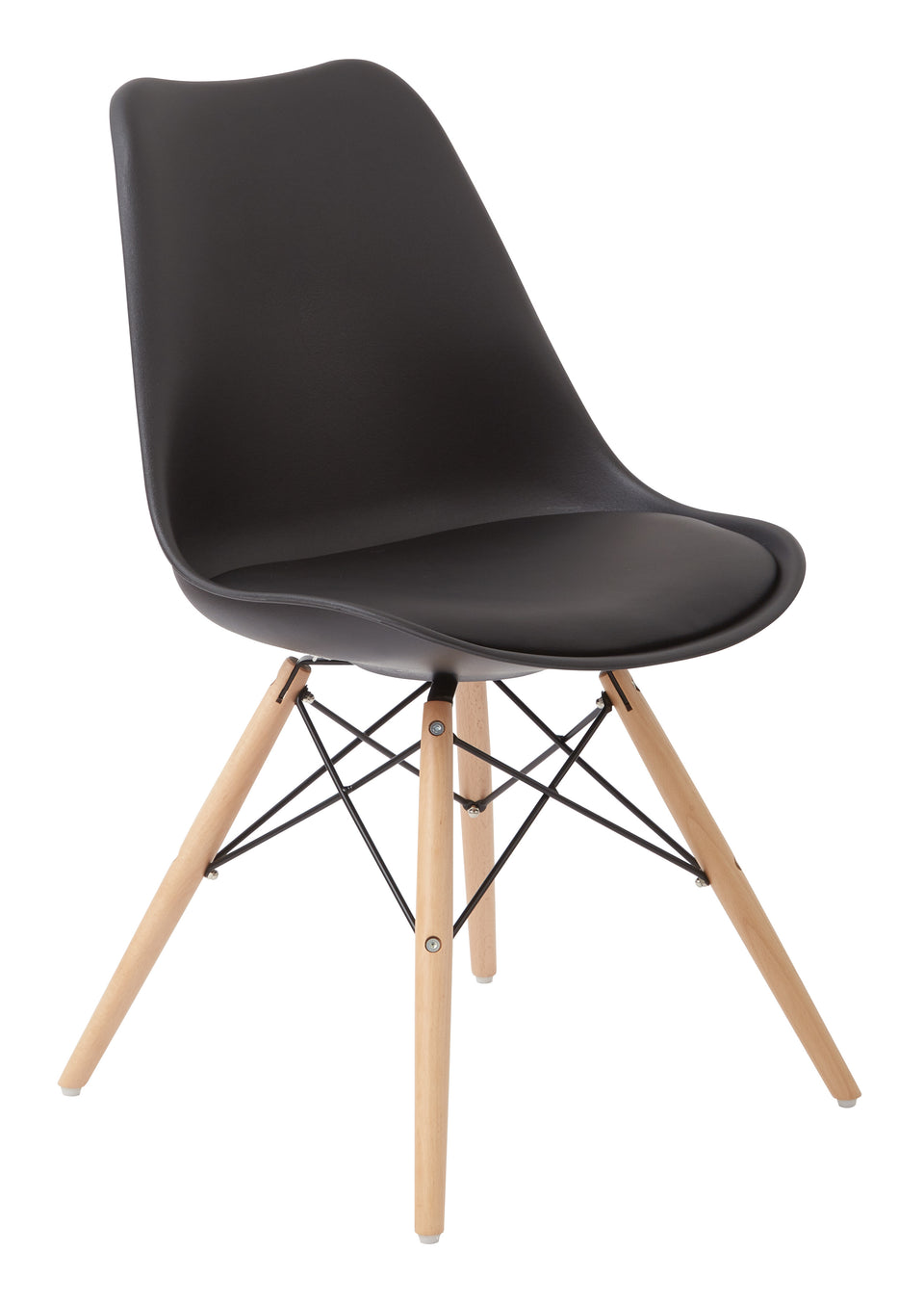 mid century modern aimes black bucket chair with natural post legs scandinavian design inspired from decurban.com