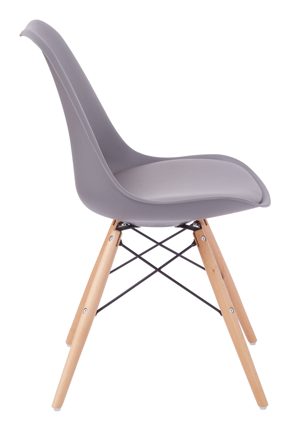 mid century modern aimes gray bucket chair with natural post legs scandinavian design inspired from decurban.com side view