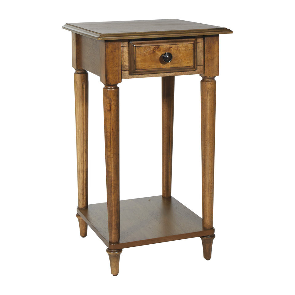 mid century modern light walnut side table angle
