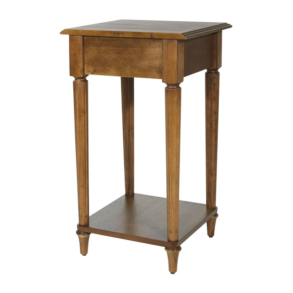 mid century modern light walnut side table back angle