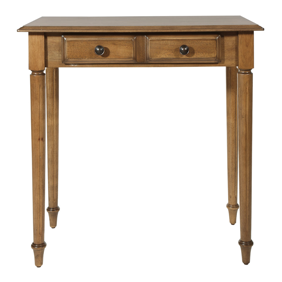 mid century modern light walnut foyer table front