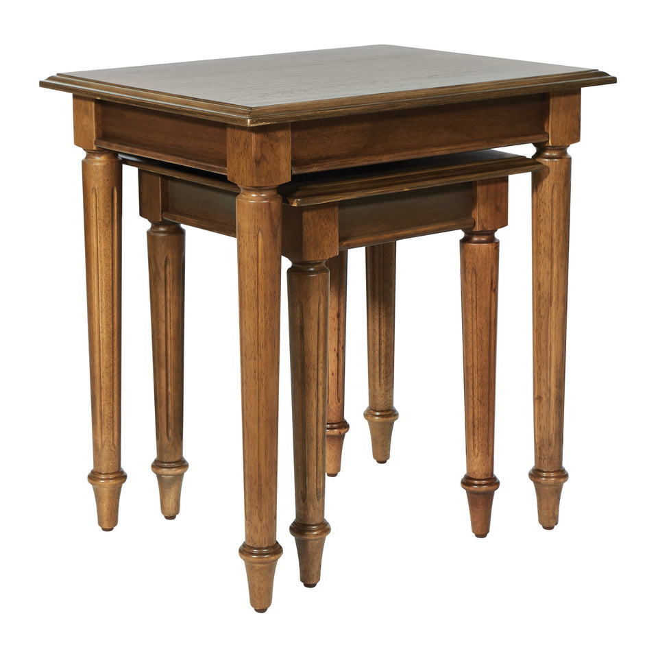 mid century modern light walnut nesting tables angle nested