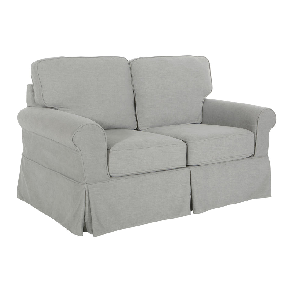 leon french country slipcover style loveseat in gray angle