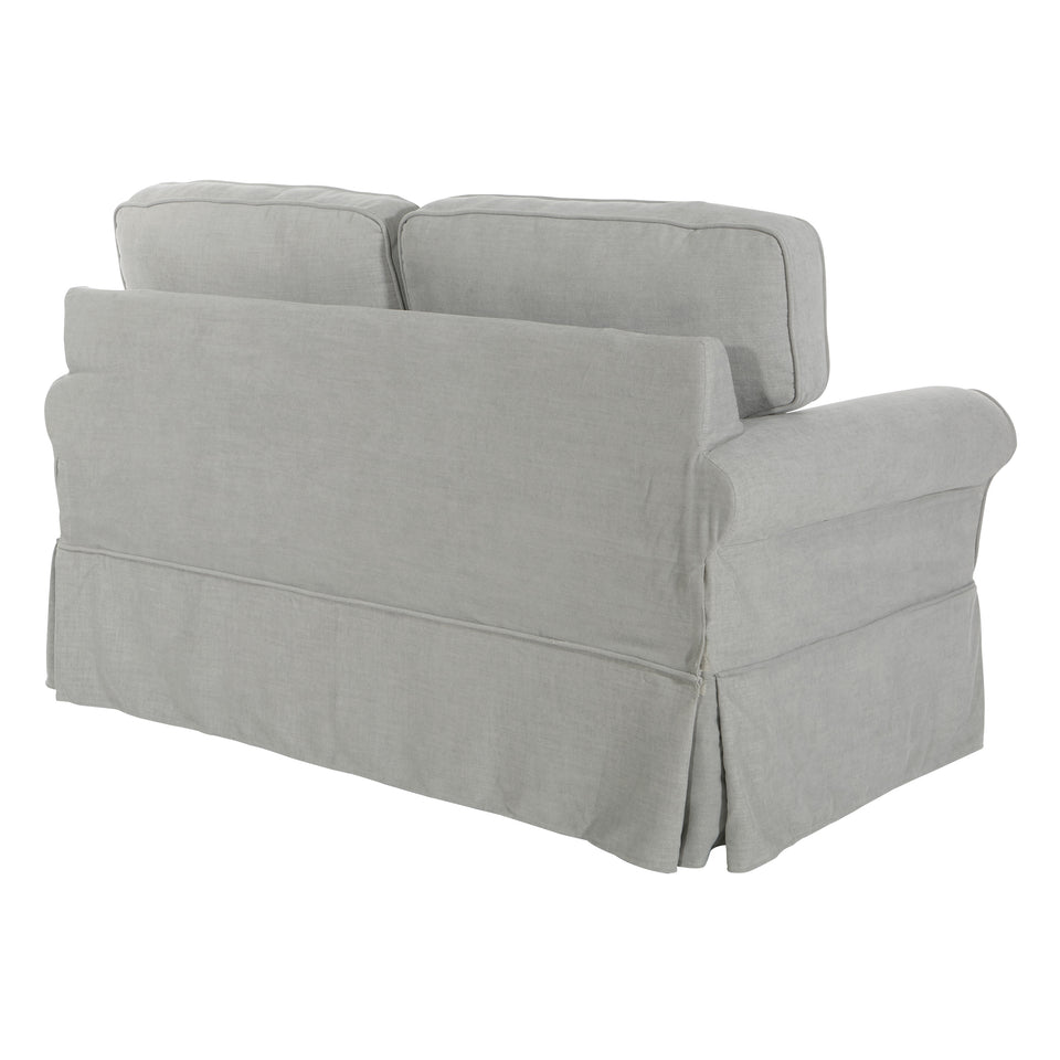 leon french country slipcover style loveseat in gray angle back