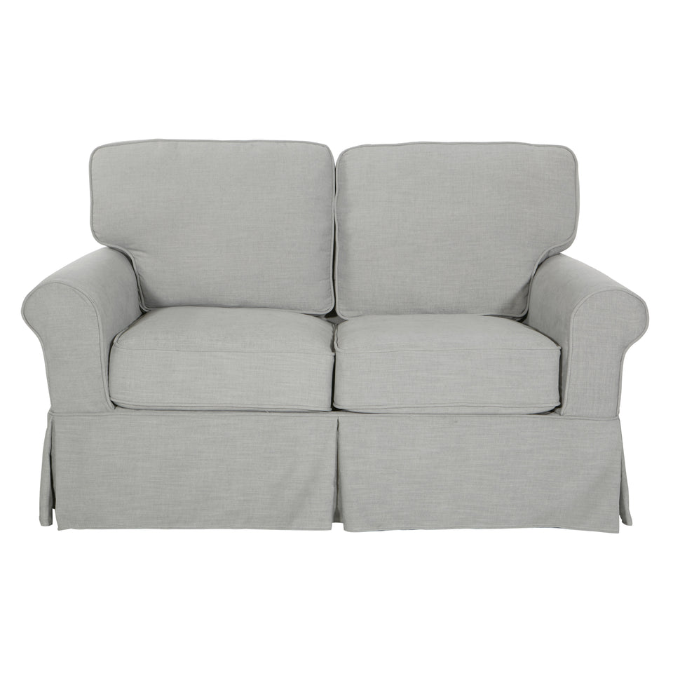 leon french country slipcover style loveseat in gray front