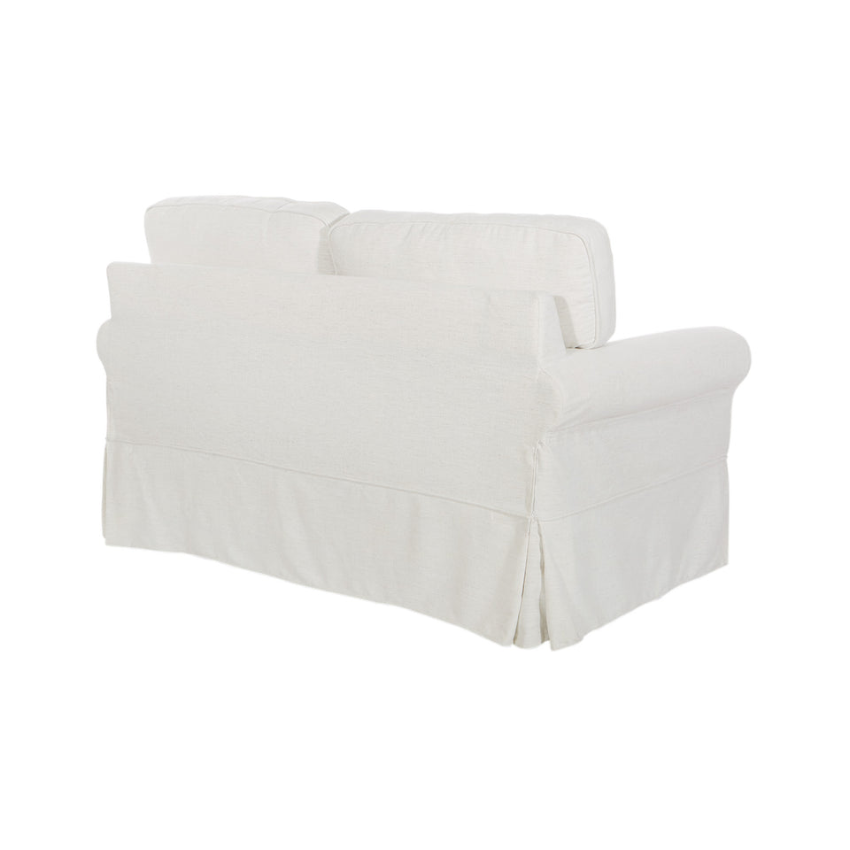 leon french country slipcover style loveseat in ivory angle back
