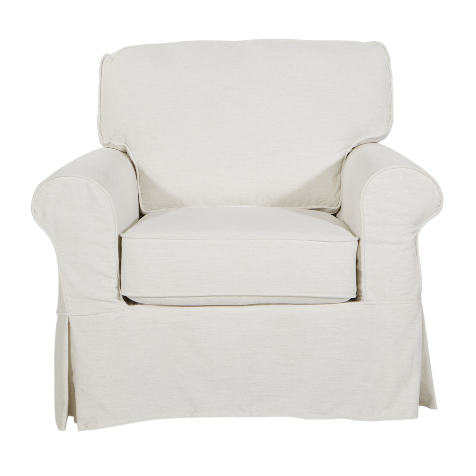 leon french country slipcover style lounge chair in ivory front
