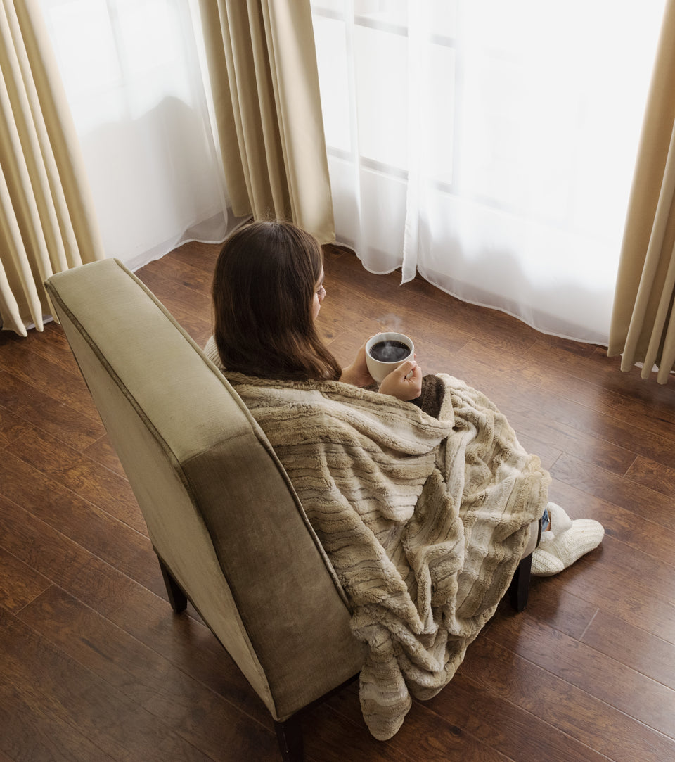 Multi-Colored Earth Tone Stripe Reversible Furry Cover