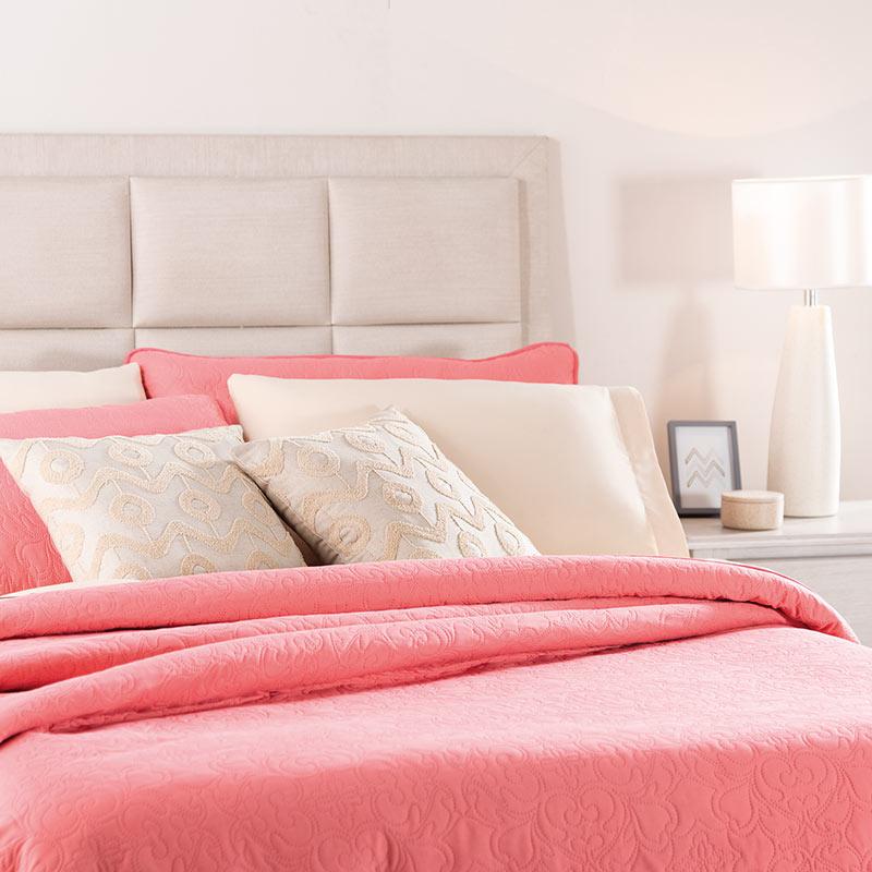 Coral & Beige embroidered comforter