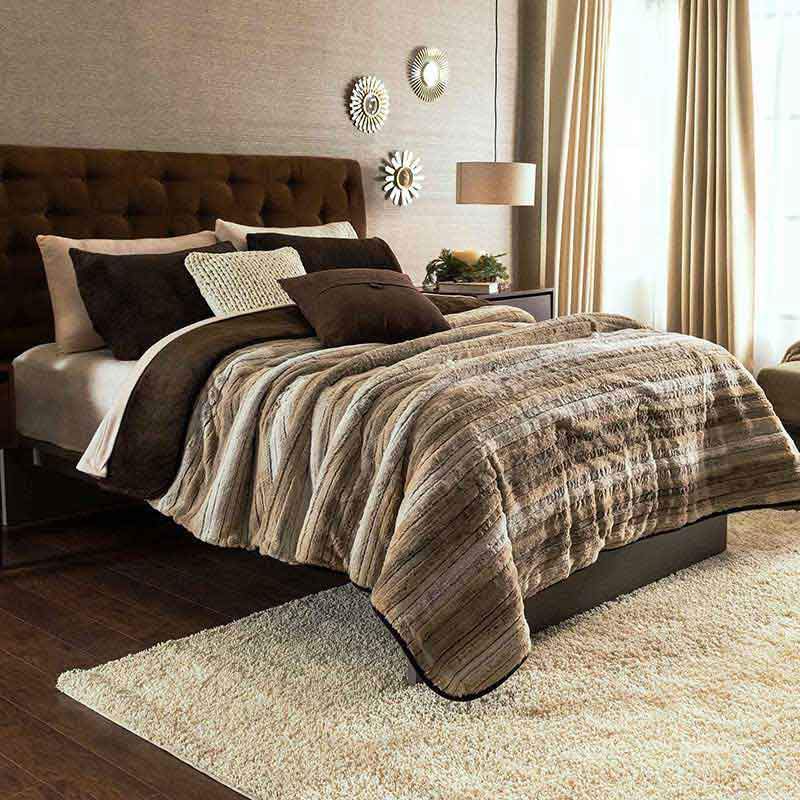 Multi-Colored Earth Tone Stripe Reversible Furry Cover