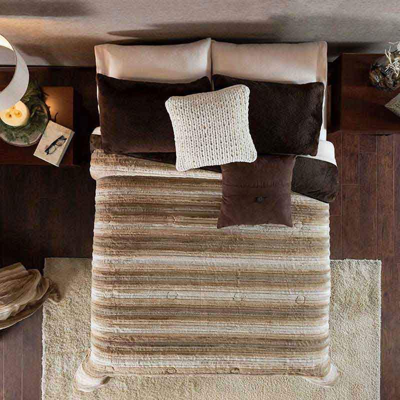 Multi-Colored Earth Tone Stripe Reversible Furry Cover