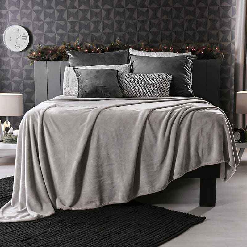 Gray velour light blanket