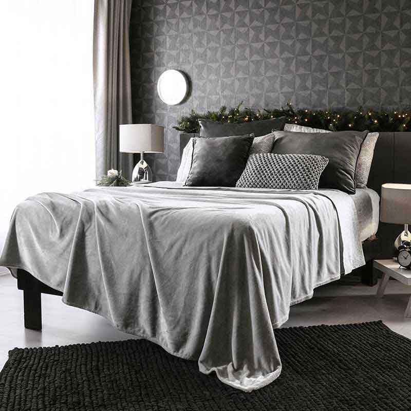 Gray velour light blanket