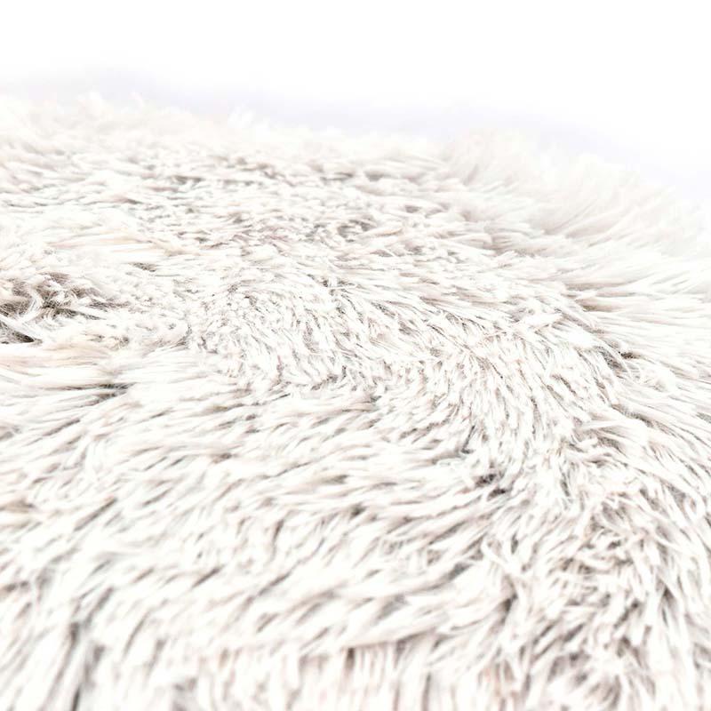 white / ivory textured shaggy furry pillow detail
