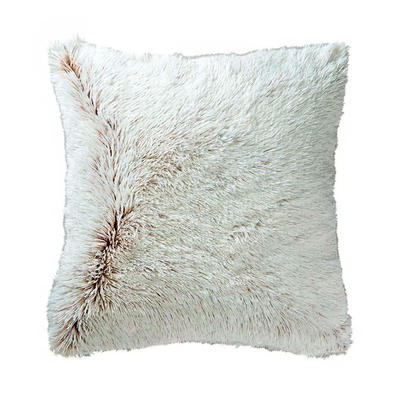 white / ivory textured shaggy furry pillow
