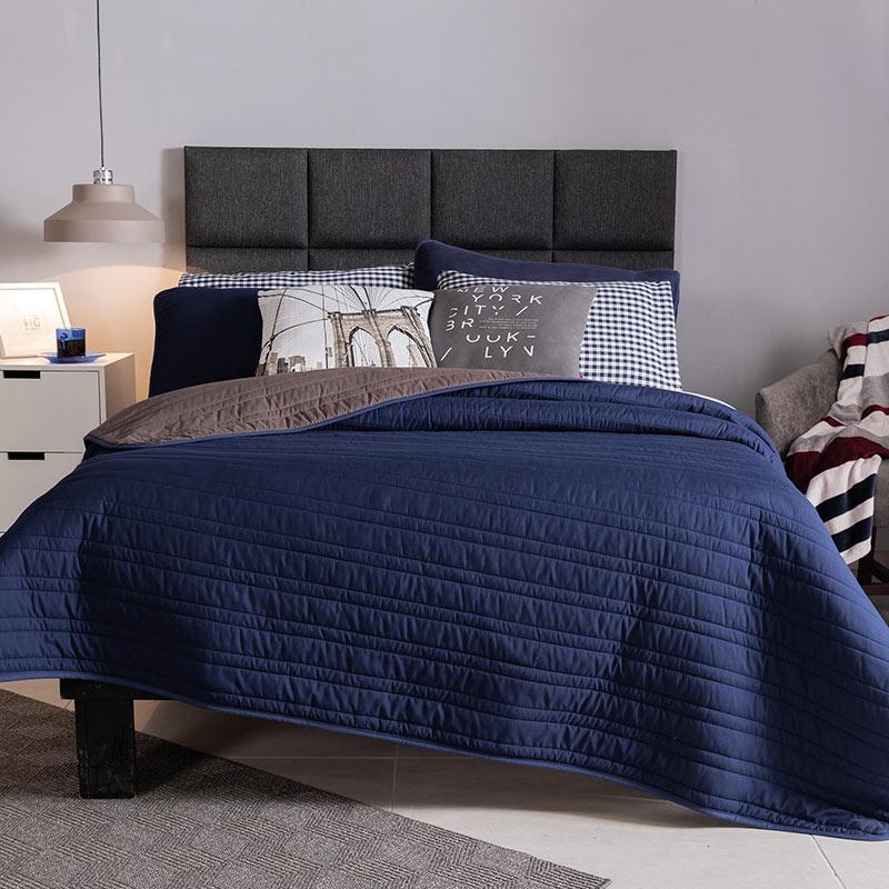 Simple Blue & Gray embroidered reversible comforter