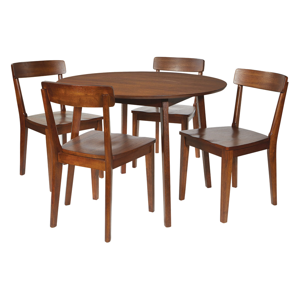 o'connor mid century modern 5 piece chestnut dining set