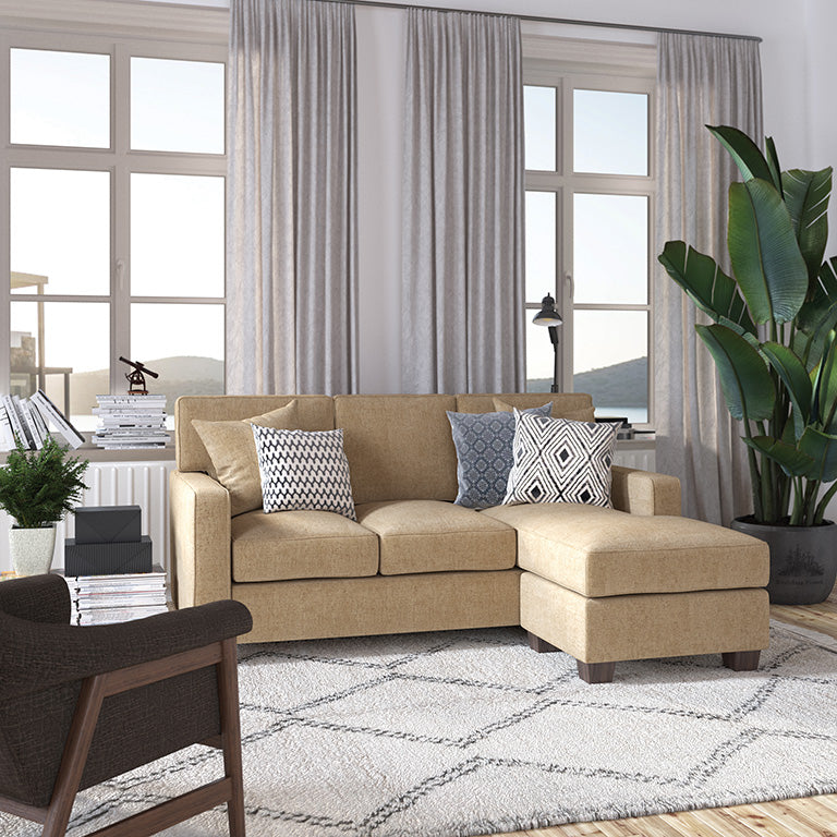 bavido sectional plush sofa in tan in living room setting 2