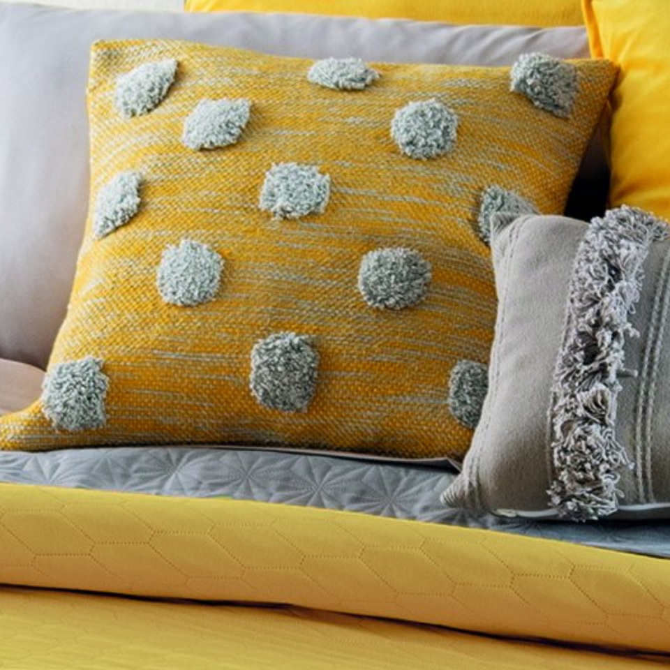 Woven Yellow and gray modern pillow cover 