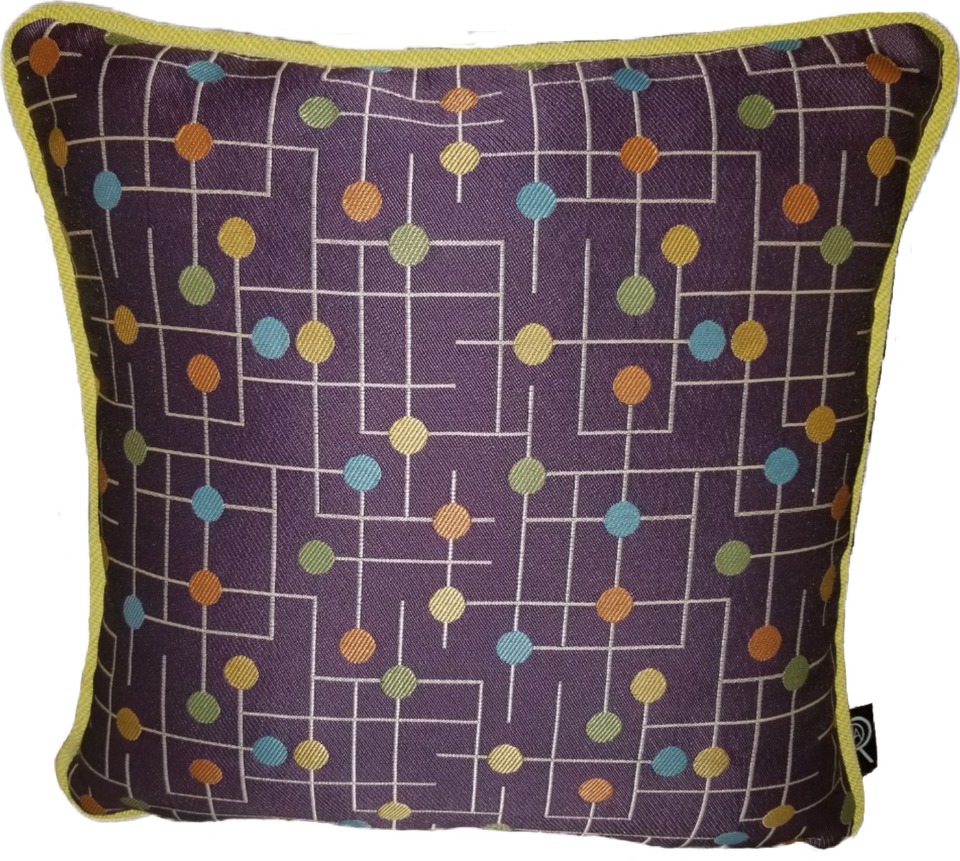 Candyland Purple Blue Green Orange Yellow Decorative Pillow Cover Front View GEO-006