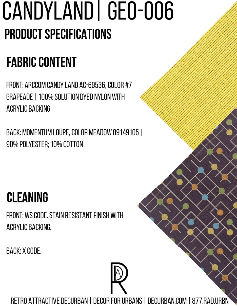 Decurban Candyland Fabric Specification Sheet