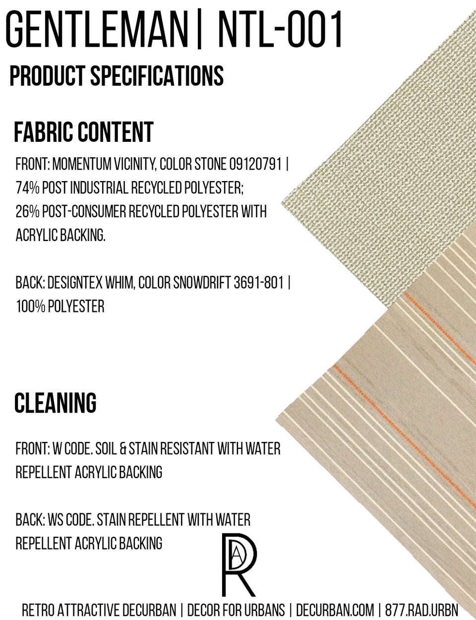 Decurban Gentleman Fabric Specification Sheet