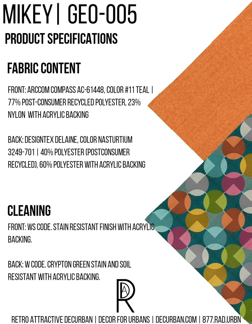 Decurban Mikey Fabric Specification Sheet
