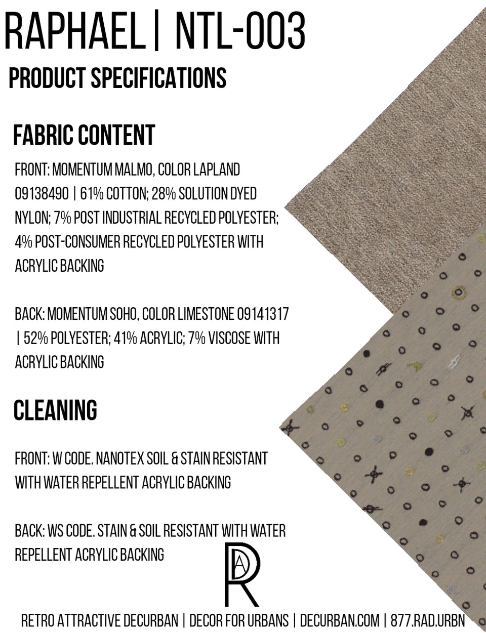 Decurban Raphael Fabric Specification Sheet