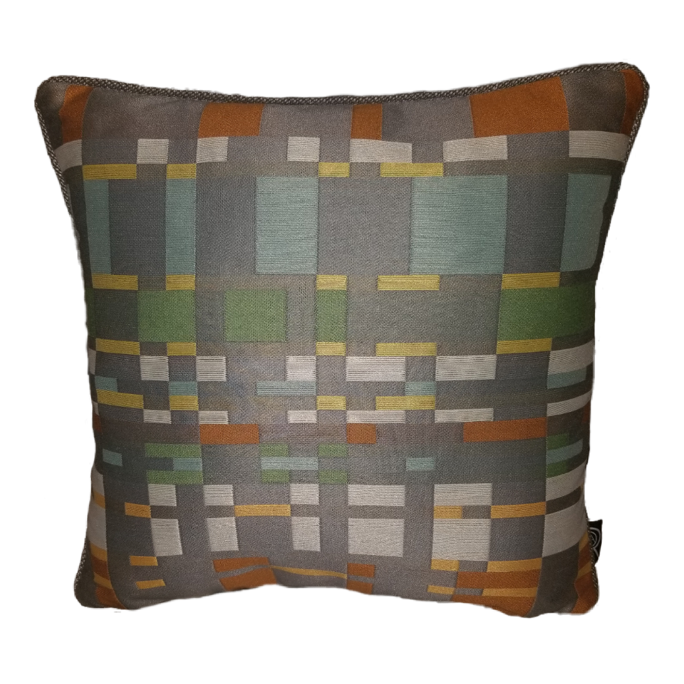 Frogger teal green yellow orange silver decorative pillow cover front view GEO-003