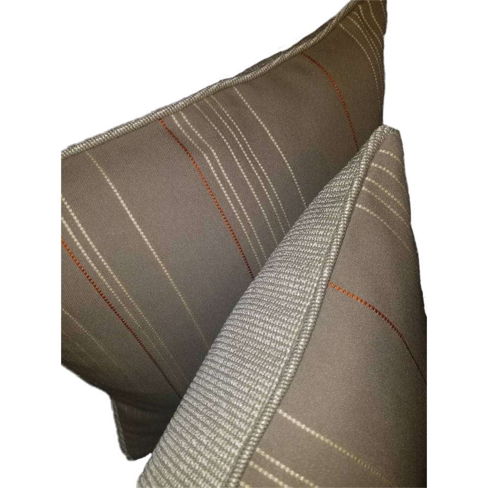 Gentleman pair Taupe Beige Orange stripe decorative pillow covers top view NTL-001