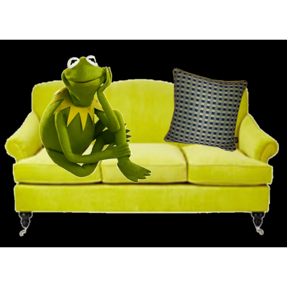 Kermit | Black, White, & Green Gingham Check Pillow Cover