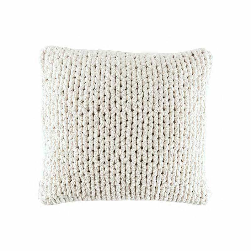 boho inspired ivory chunky knitted square 18" x 18" pillow cover