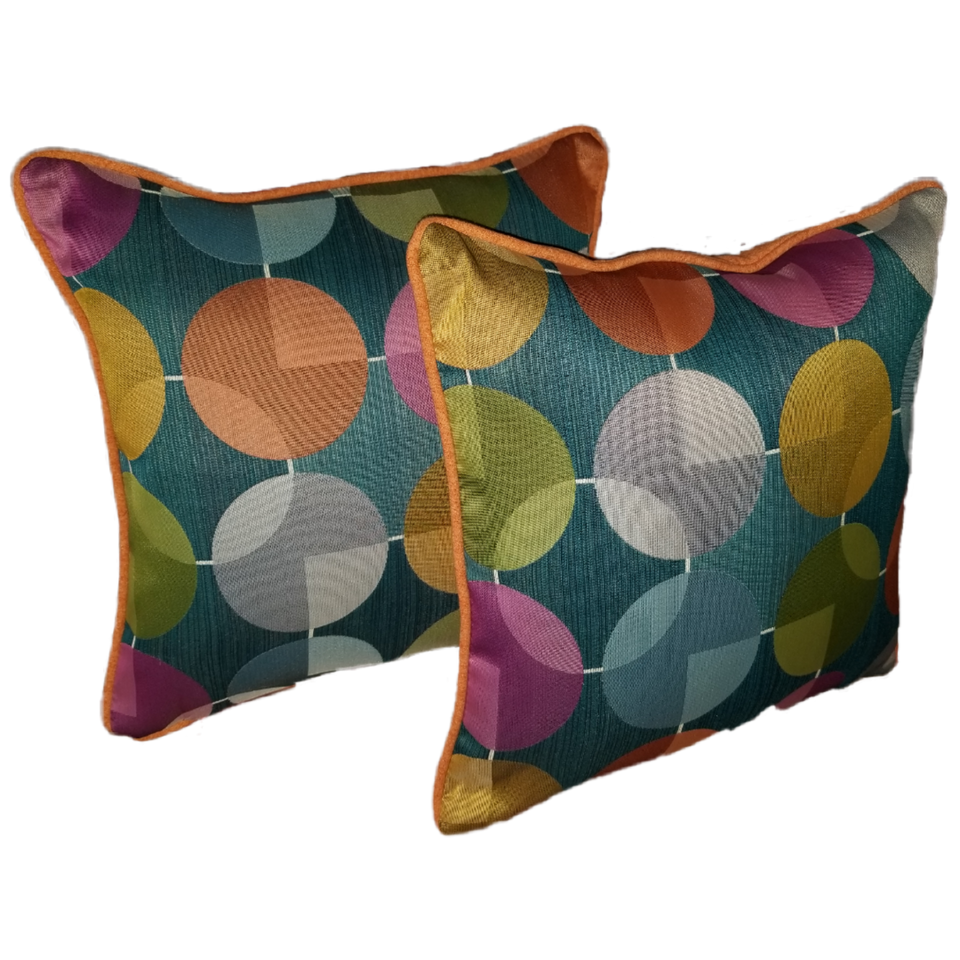 Mikey pair Teal Orange Mauve Gold decorative pillow covers GEO-005