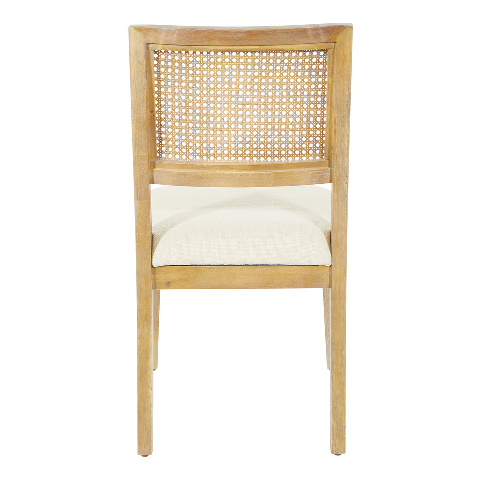 Rustic, solid wood frame, natural finish and deeply padded seating ensure a durability and comfort. The softly curved cane back provides visual interest and texture to distinguish your living room, family room or reading nook. armless back