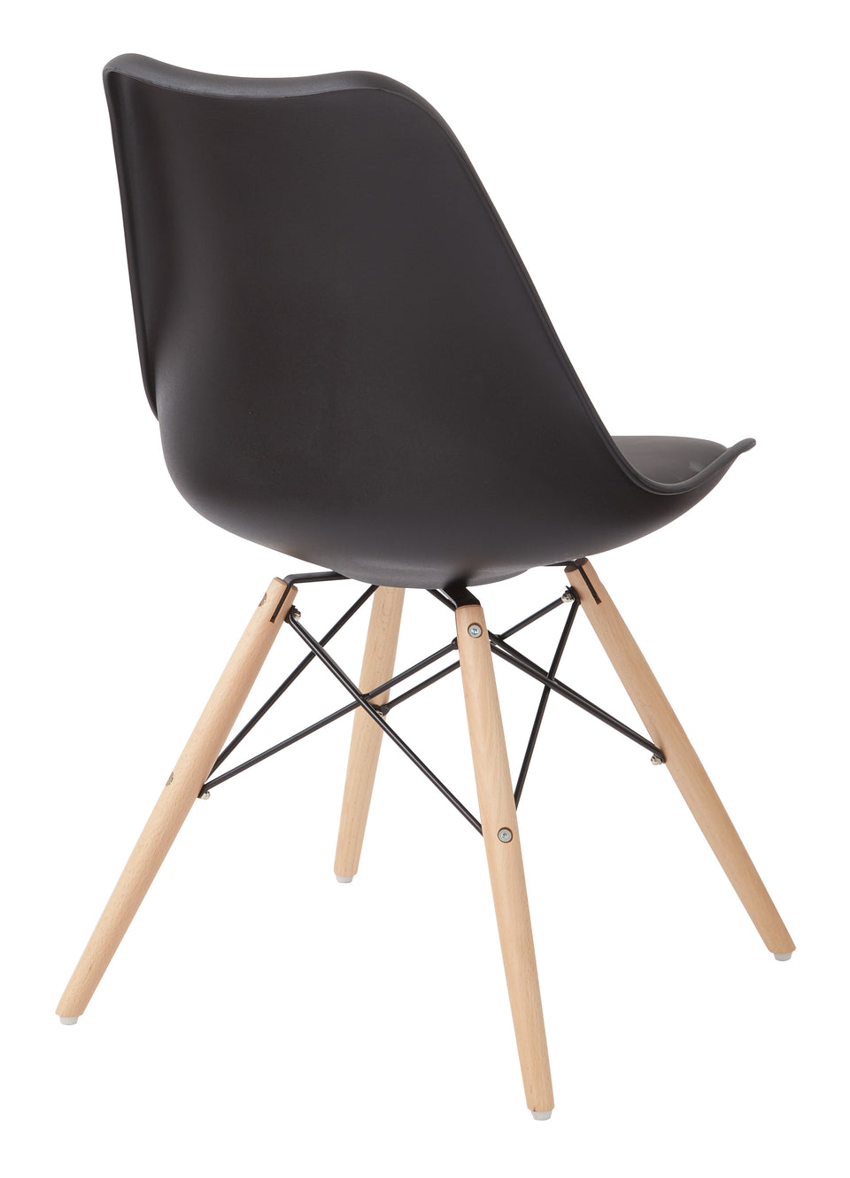 mid century modern aimes black bucket chair with natural post legs scandinavian design inspired from decurban.com back view