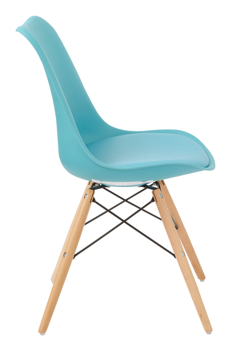 mid century modern aimes blue bucket chair with natural post legs scandinavian design inspired from decurban.com side view