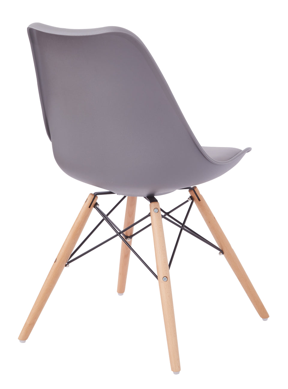 mid century modern aimes gray bucket chair with natural post legs scandinavian design inspired from decurban.com back angle view