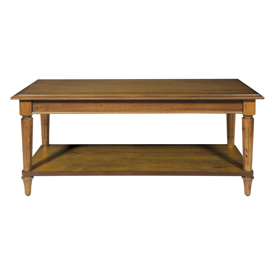 mid century modern light walnut coffee table front