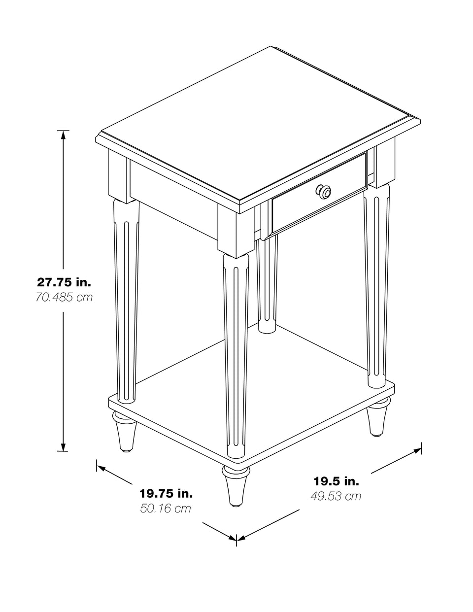 mid century modern light walnut end table black and white schematic