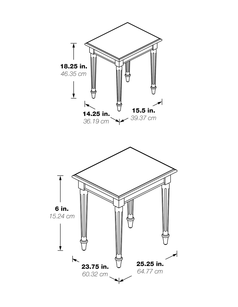 mid century modern light walnut nesting tables black and white schematic