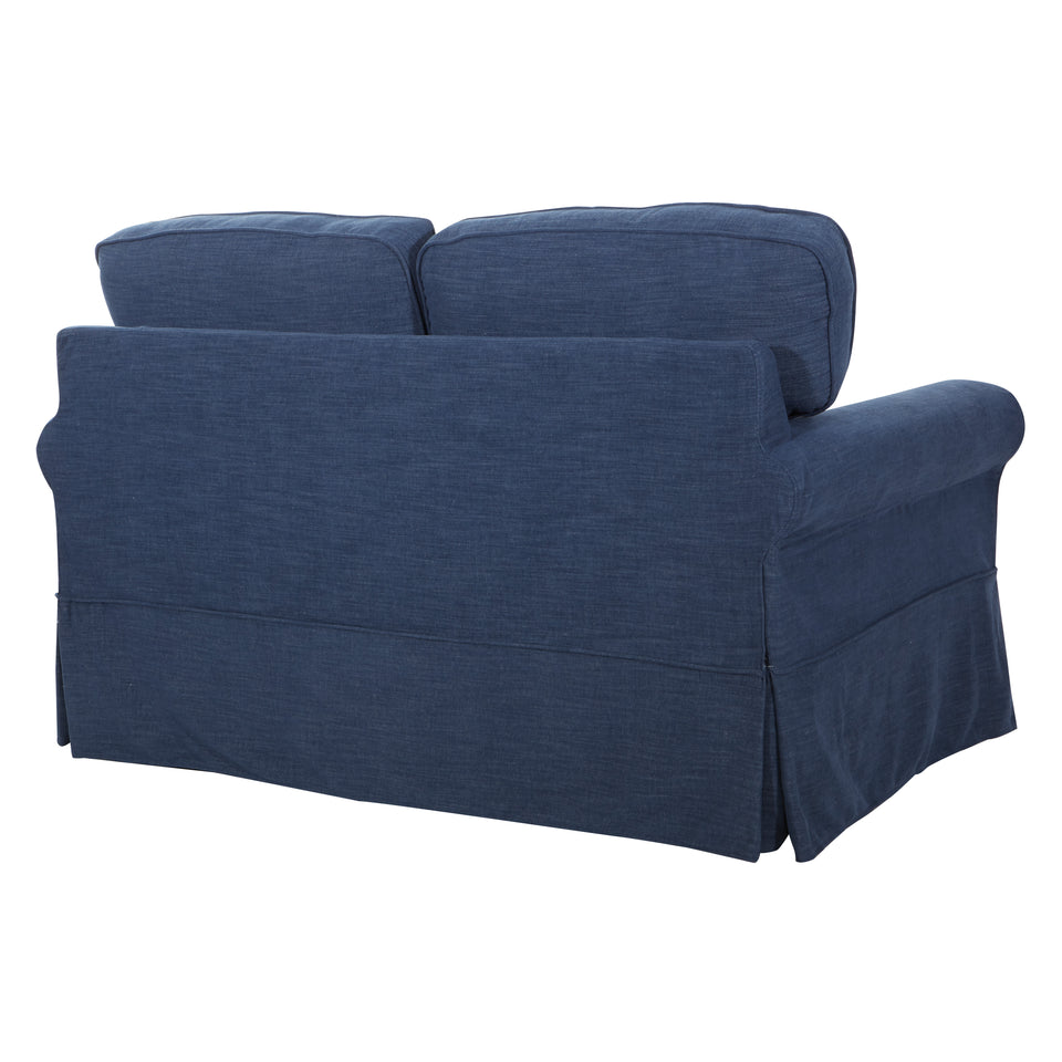 leon french country slipcover style loveseat in blue angle back