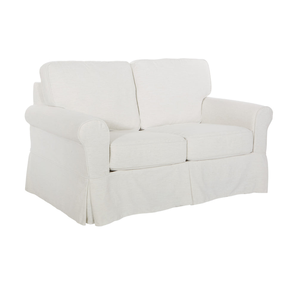 leon french country slipcover style loveseat in ivory angle