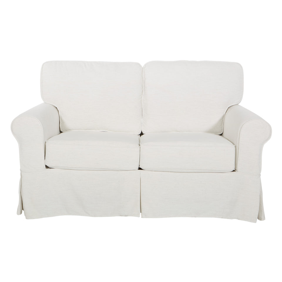 leon french country slipcover style loveseat in ivory front