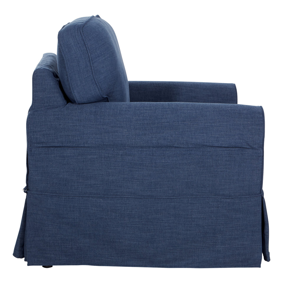 leon french country slipcover style lounge chair in blue side