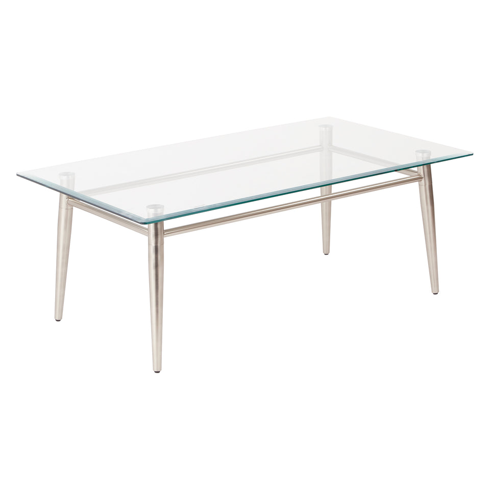 brooklyn rectangle glass and brushed nickel coffee table