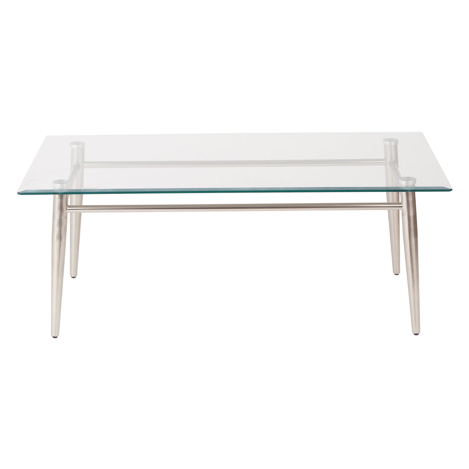 brooklyn rectangle glass and brushed nickel coffee table front